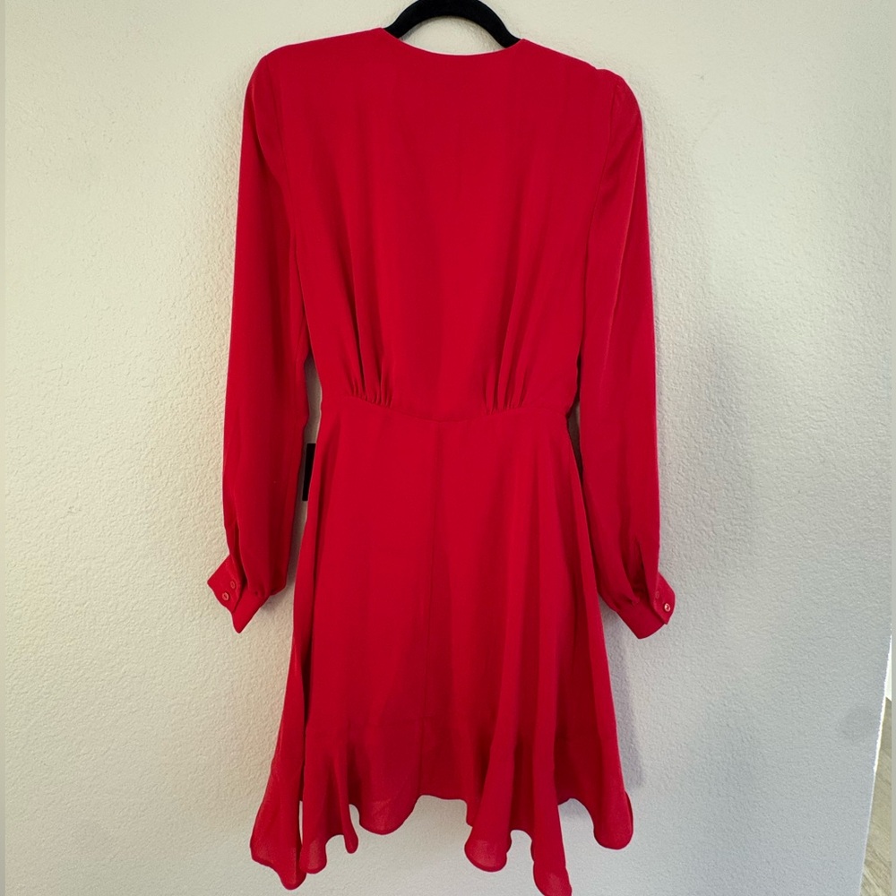 Bebe Wrap Dress Ruffle Party Dressy Holiday Long Sleeve with Ruffles Size Small - Picture 7 of 7